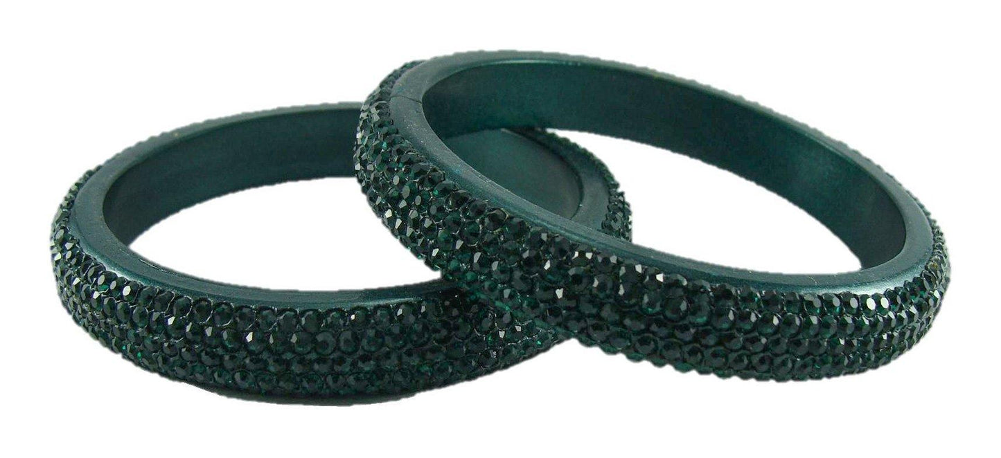sukriti bridal rajasthani bottle-green lac bangles for women - set of 2