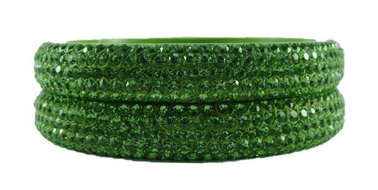 sukriti bridal rajasthani green lac bangles for women - set of 2