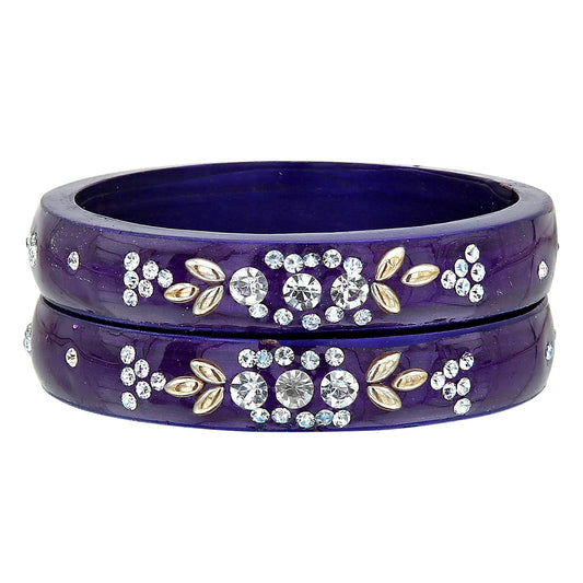 sukriti casual everyday wear fancy blue lac bangles - set of 2