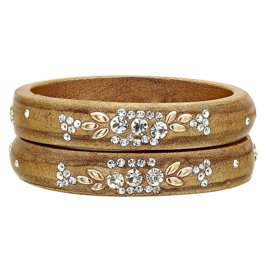sukriti casual everyday wear fancy gold lac bangles - set of 2
