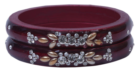 sukriti casual everyday wear fancy maroon lac bangles - set of 2