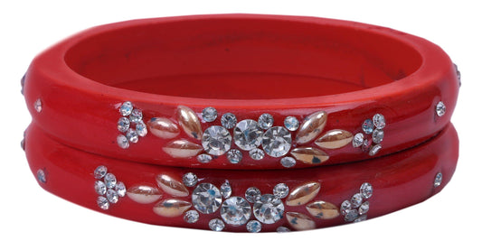 sukriti casual everyday wear fancy orange lac bangles - set of 2