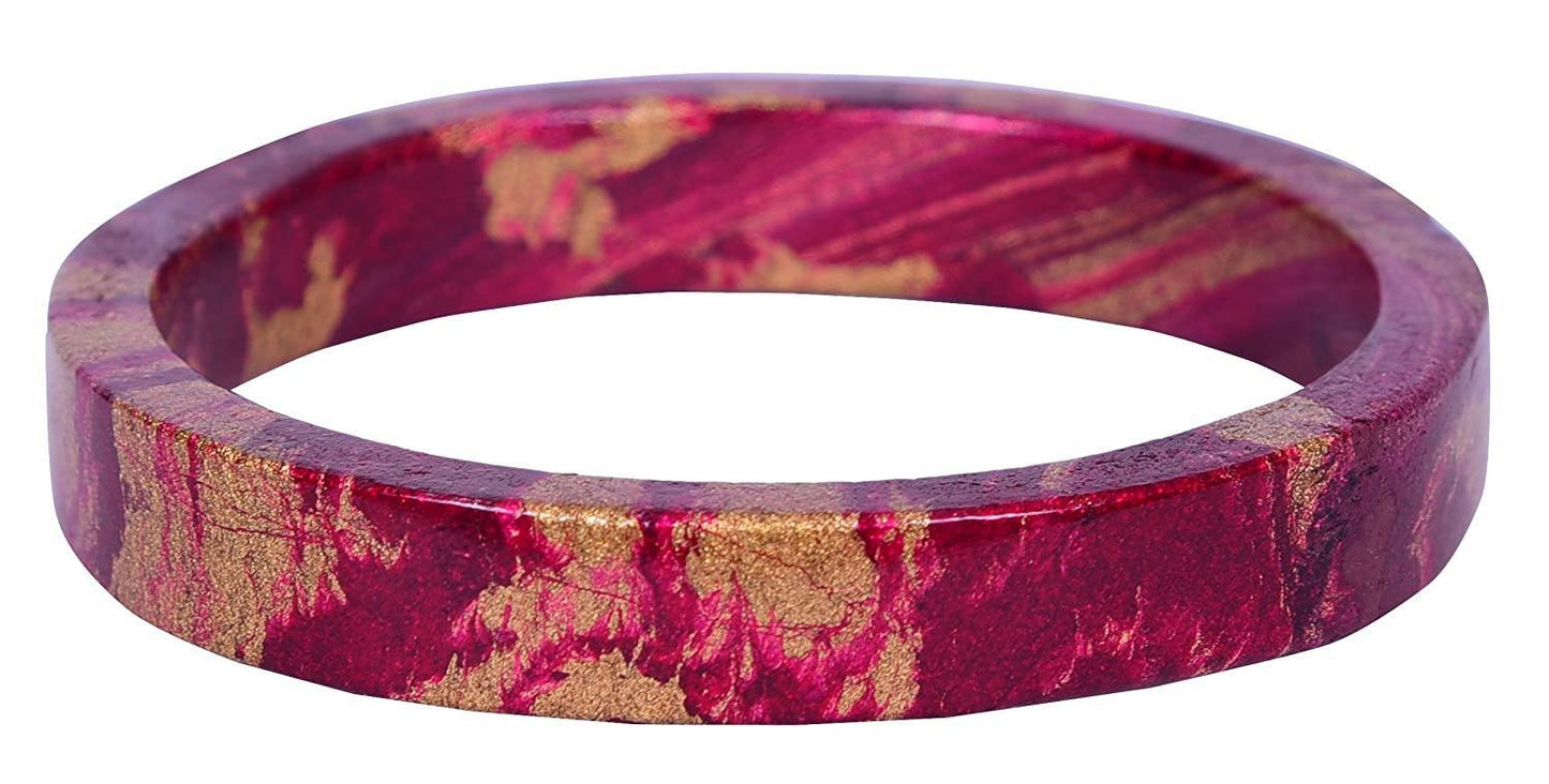 sukriti casual gold-magenta lac bangles for girls, women - set of 2