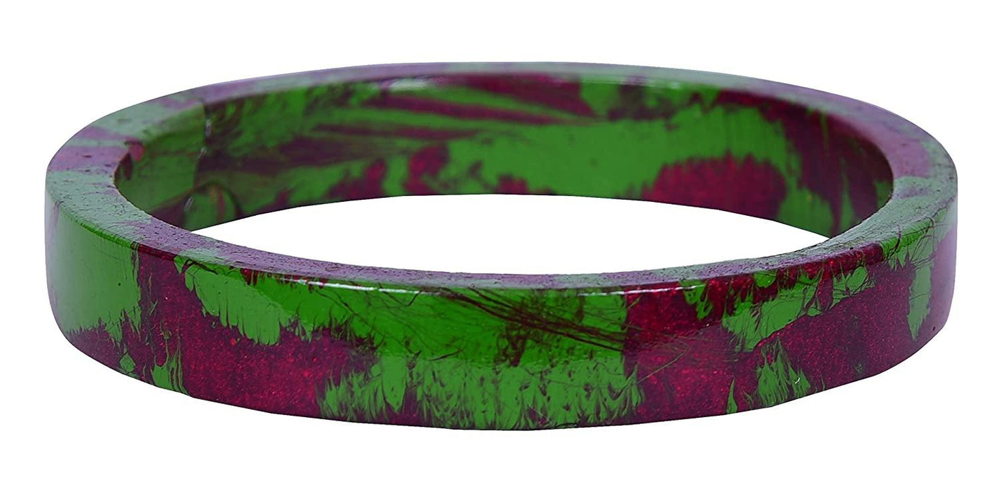 sukriti casual green-maroon lac bangles for girls, women - set of 2