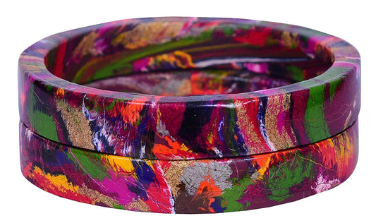 sukriti casual multi color lac bangles for girls, women - set of 2