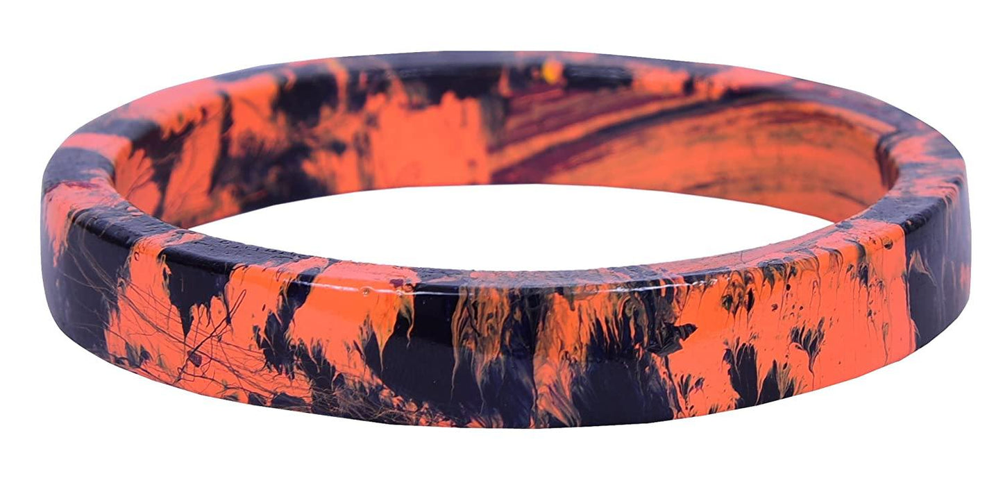 sukriti casual orange-black lac bangles for girls, women - set of 2