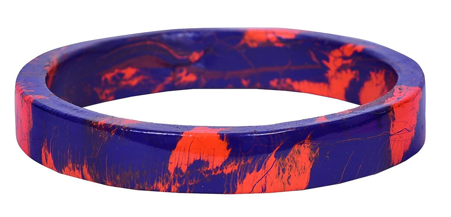 sukriti casual orange-blue lac bangles for girls, women - set of 2