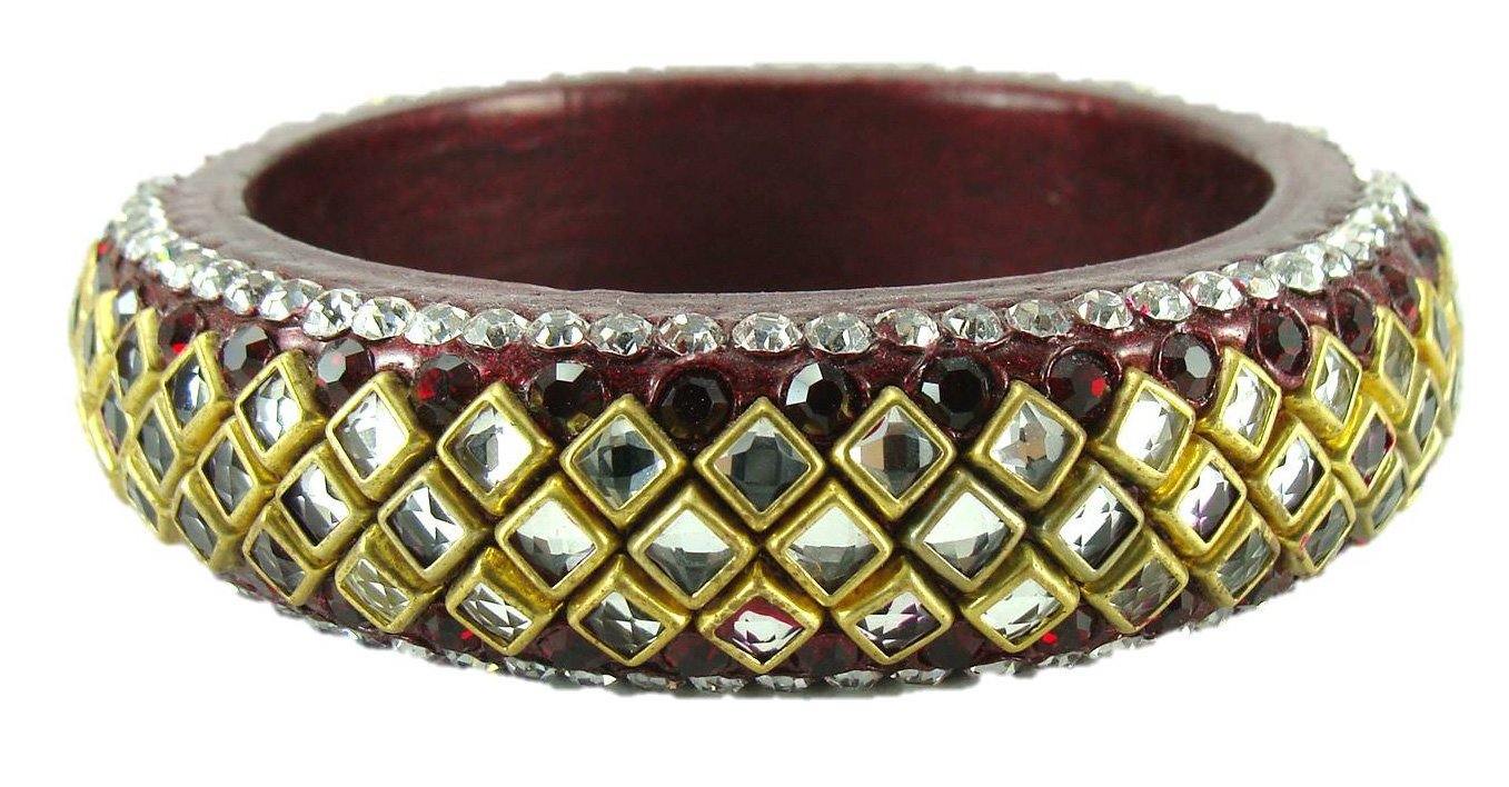 sukriti designer kundan maroon lac bangles for women - set of 2