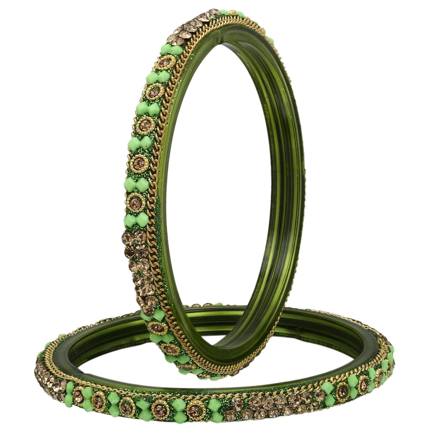 sukriti handcrafted glossy zircon crystal glass bangles for women – set of 4