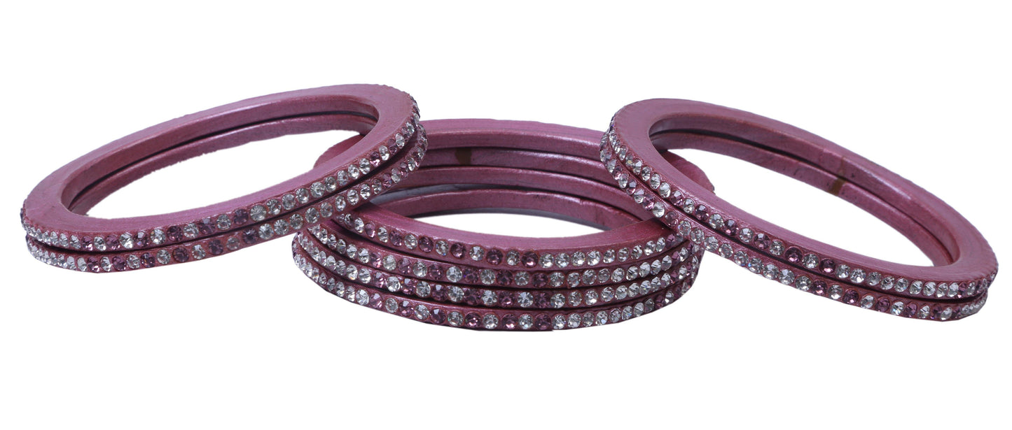 sukriti handcrafted pink lac bangles for women - set of 8