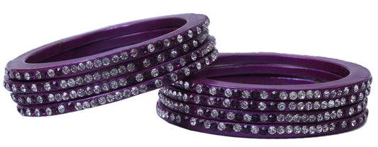 sukriti handcrafted purple lac bangles for women - set of 8
