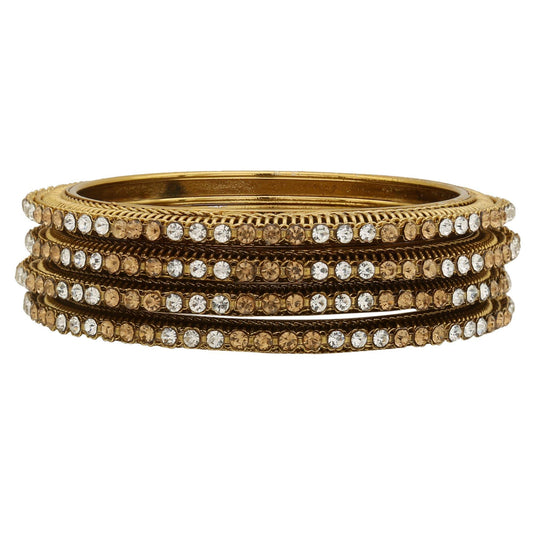 sukriti indian handcrafted gold tone bangles party wear jewelry for women & girls - set of 4