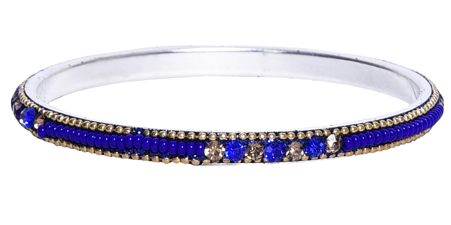 sukriti indian party wear ethnic blue brass bangles for women - set of 4