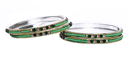 sukriti indian party wear ethnic dark green brass bangles for women - set of 4