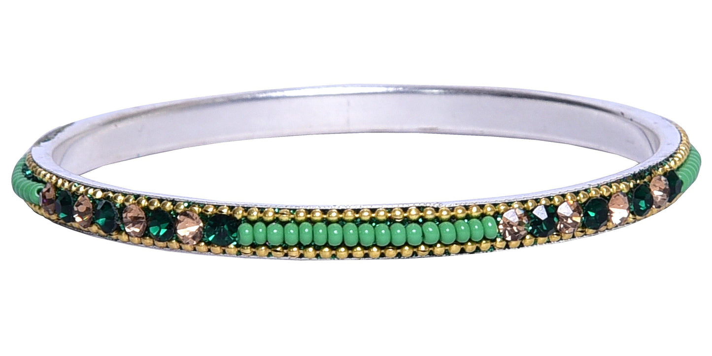 sukriti indian party wear ethnic dark green brass bangles for women - set of 4