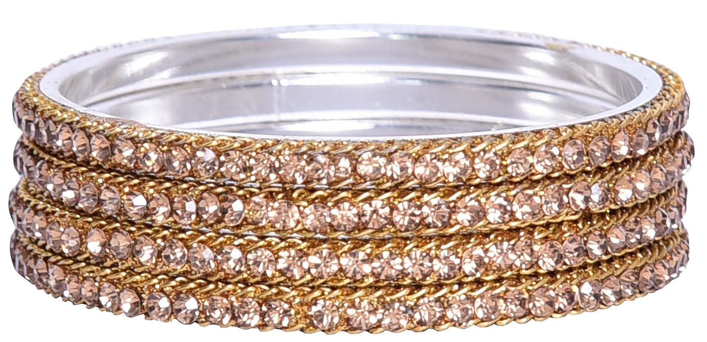 sukriti indian party wear ethnic gold brass bangles for women - set of 4