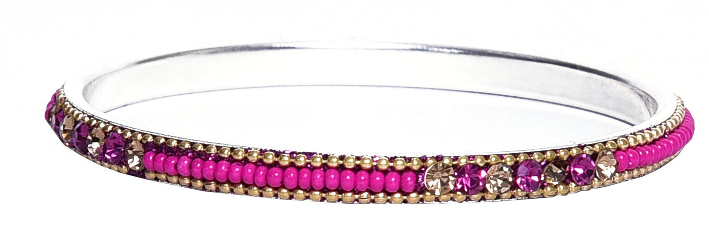 sukriti indian party wear ethnic magenta brass bangles for women - set of 4