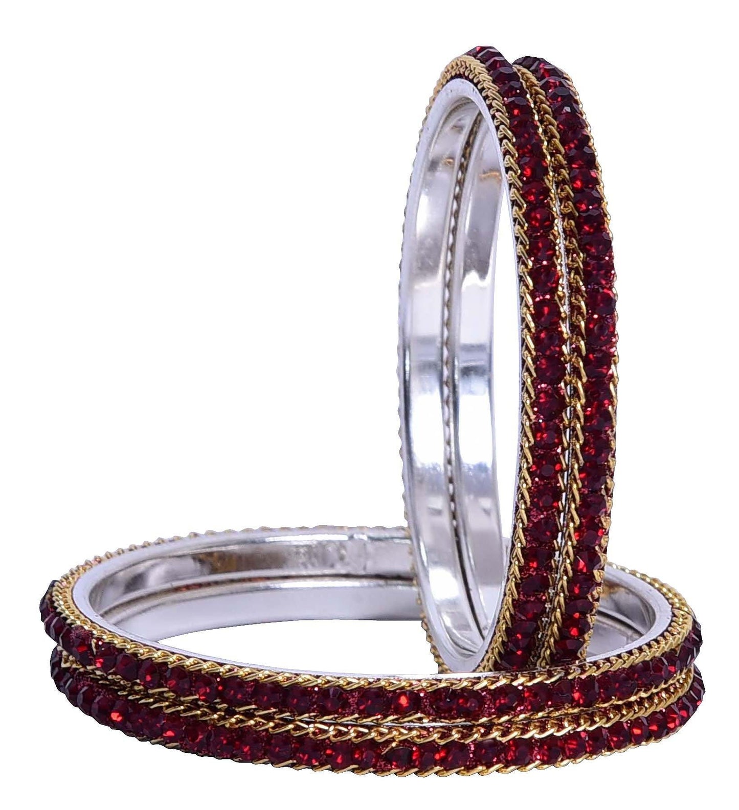 sukriti indian party wear ethnic maroon brass bangles for women - set of 4