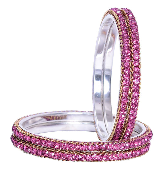 sukriti indian party wear ethnic pink brass bangles for women - set of 4