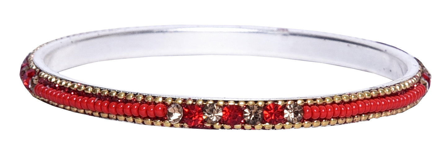 sukriti indian party wear ethnic red brass bangles for women - set of 4