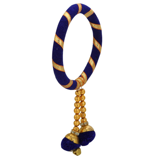 sukriti indian party wedding wear pom-pom thread blue bracelet for girls & women - set of 2