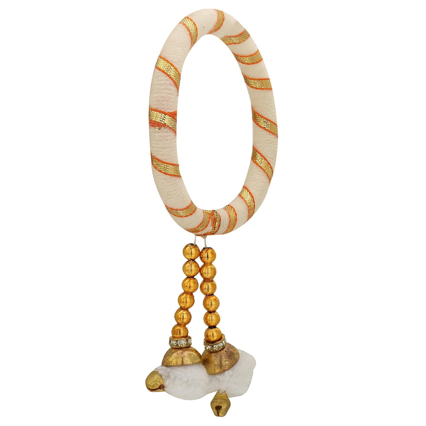 sukriti indian party wedding wear pom-pom thread white bracelet for girls & women - set of 2