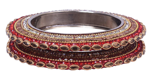 sukriti indian traditional stylish kundan pacheli bangadi brass bangles for women - set of 2