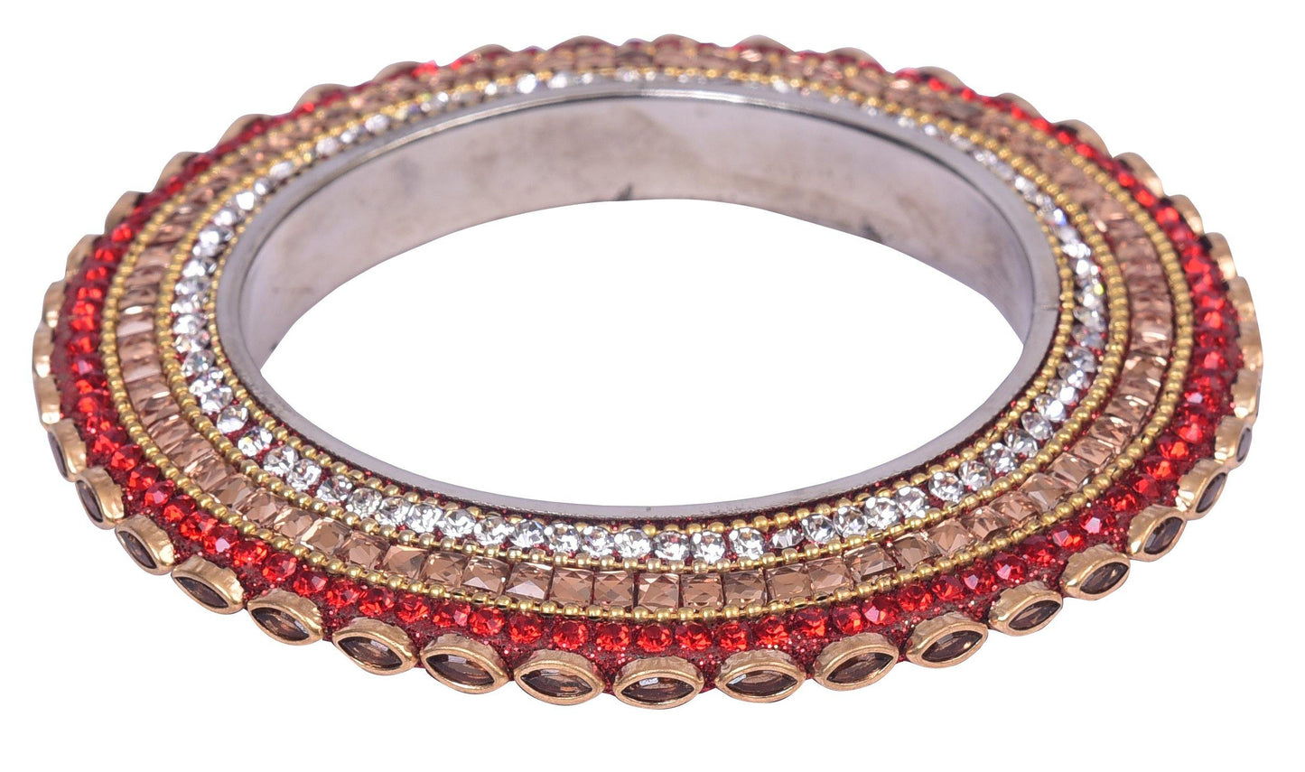 sukriti indian traditional stylish kundan pacheli bangadi brass bangles for women - set of 2