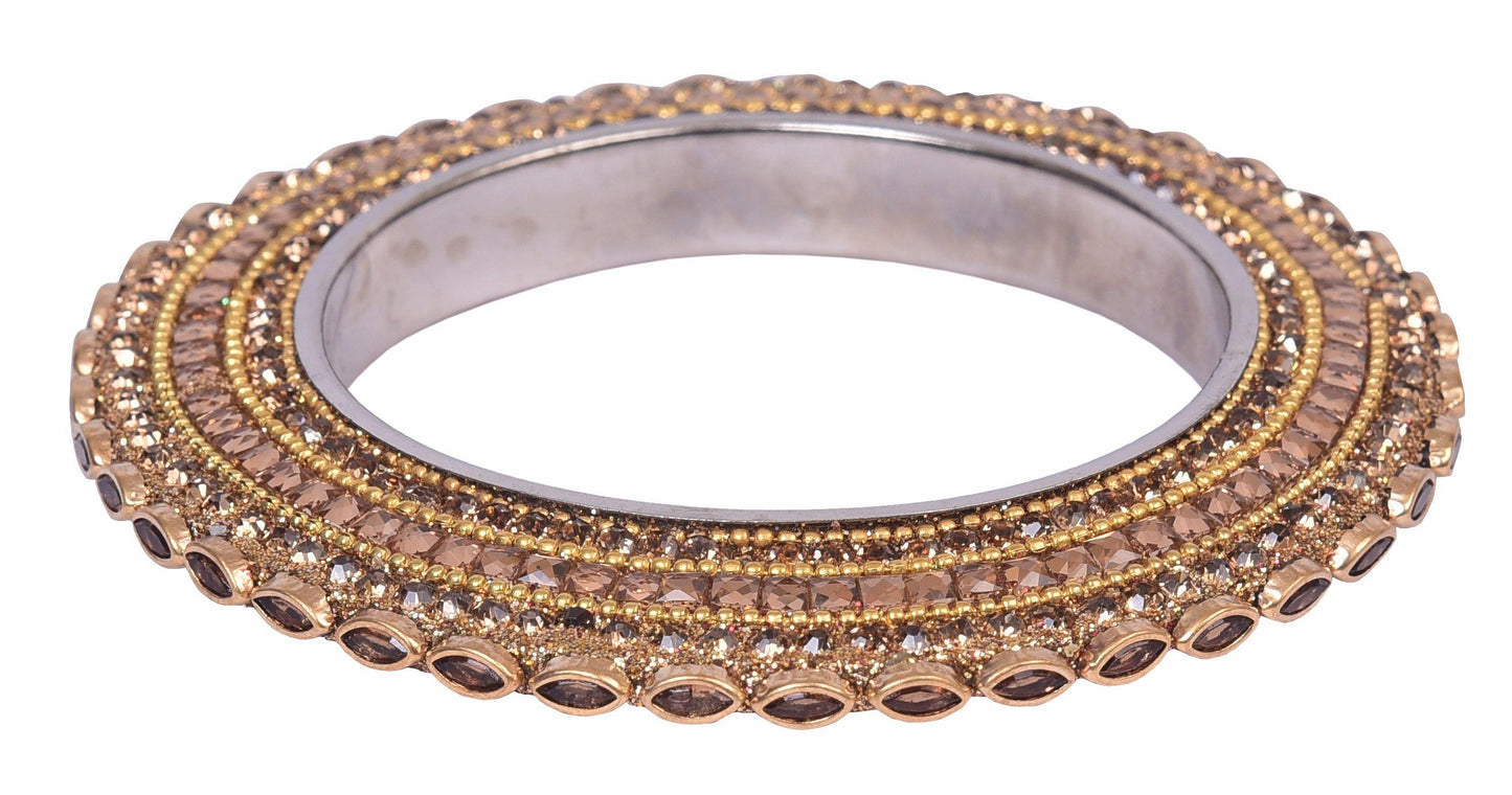 sukriti indian traditional stylish kundan pacheli bangadi brass bangles for women - set of 2