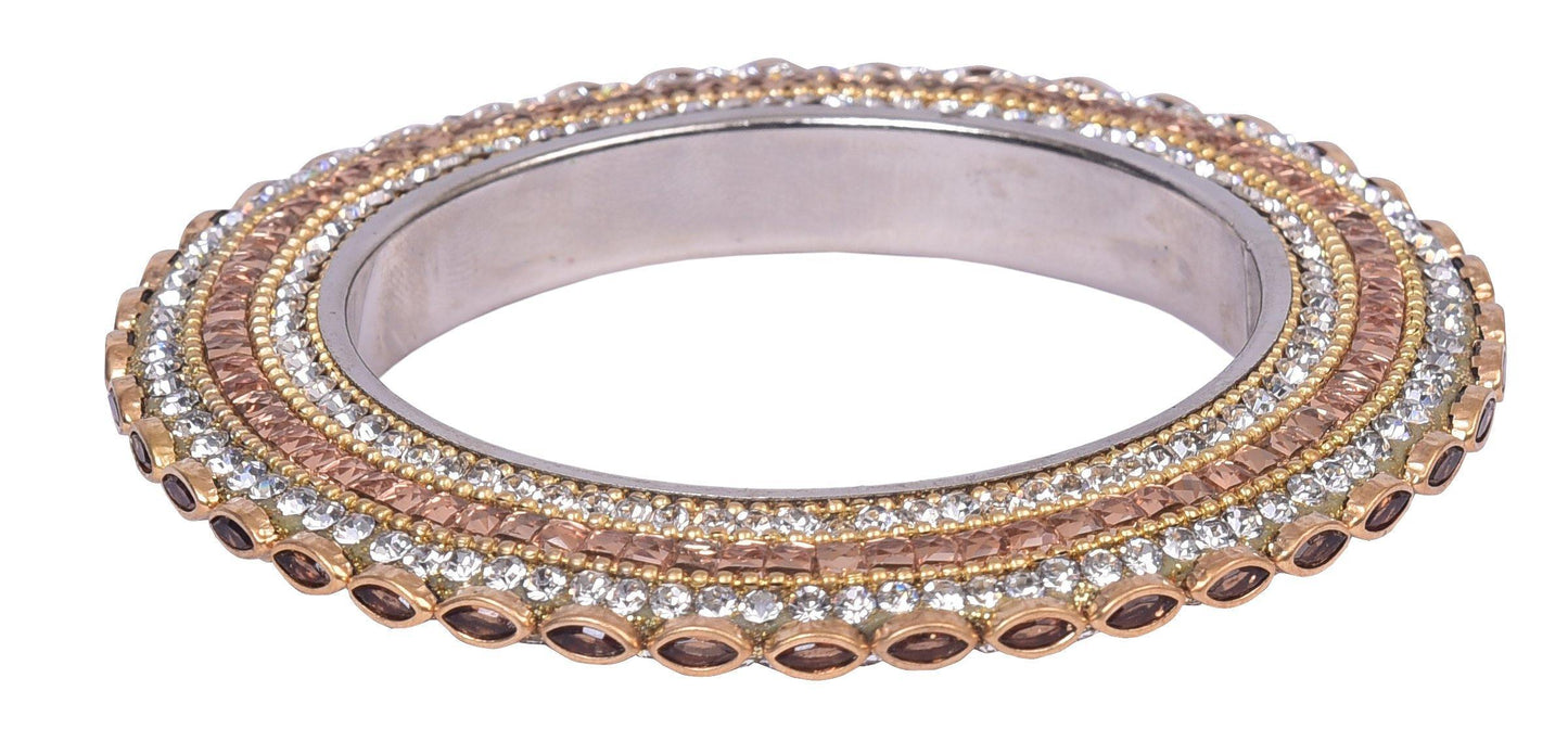 sukriti indian traditional stylish kundan pacheli bangadi brass bangles for women - set of 2