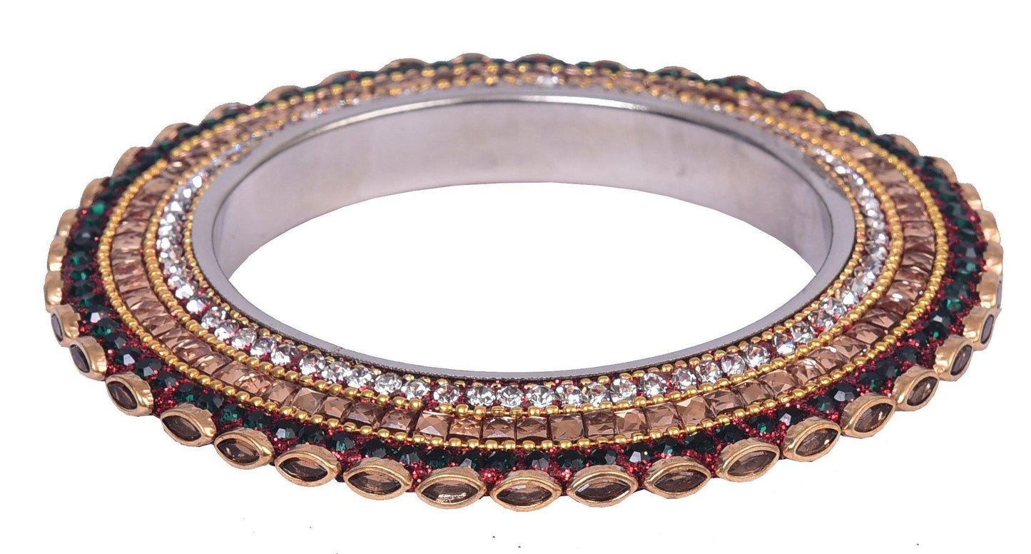 sukriti indian traditional stylish kundan pacheli bangadi brass bangles for women - set of 2