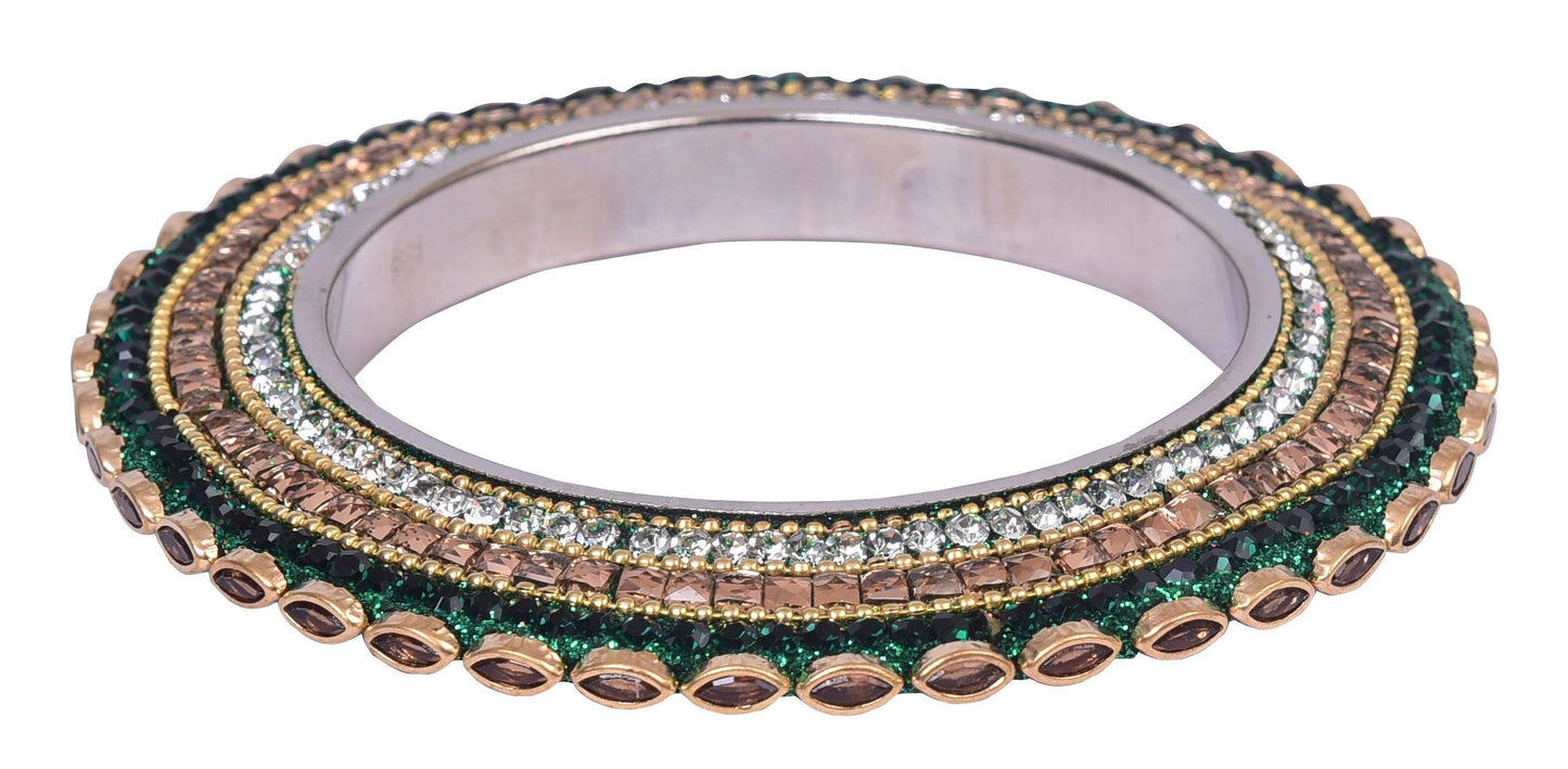 sukriti indian traditional stylish kundan pacheli bangadi brass bangles for women - set of 2