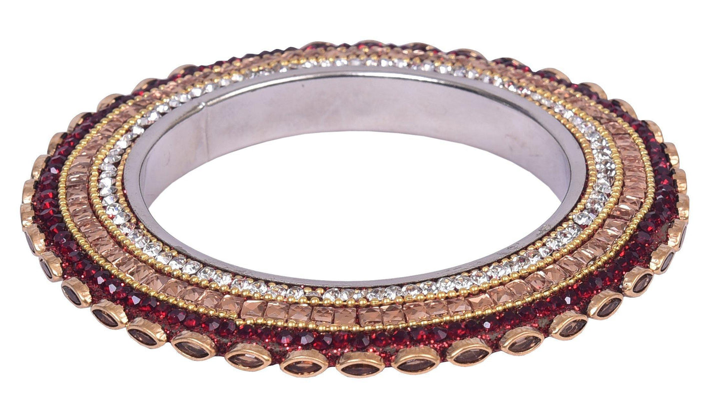 sukriti indian traditional stylish kundan pacheli bangadi brass bangles for women - set of 2