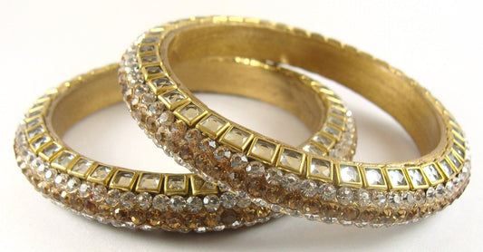 sukriti kundan golden lac bangle - set of 2