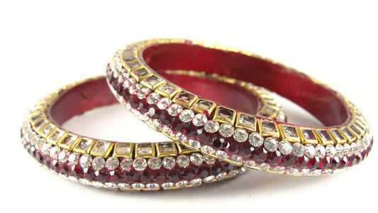 sukriti kundan maroon lac bangle - set of 2