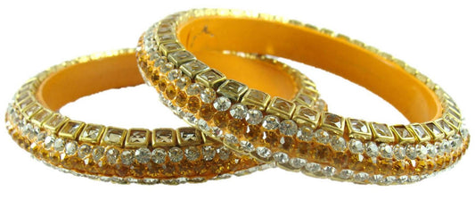 sukriti kundan yellow lac bangle - set of 2