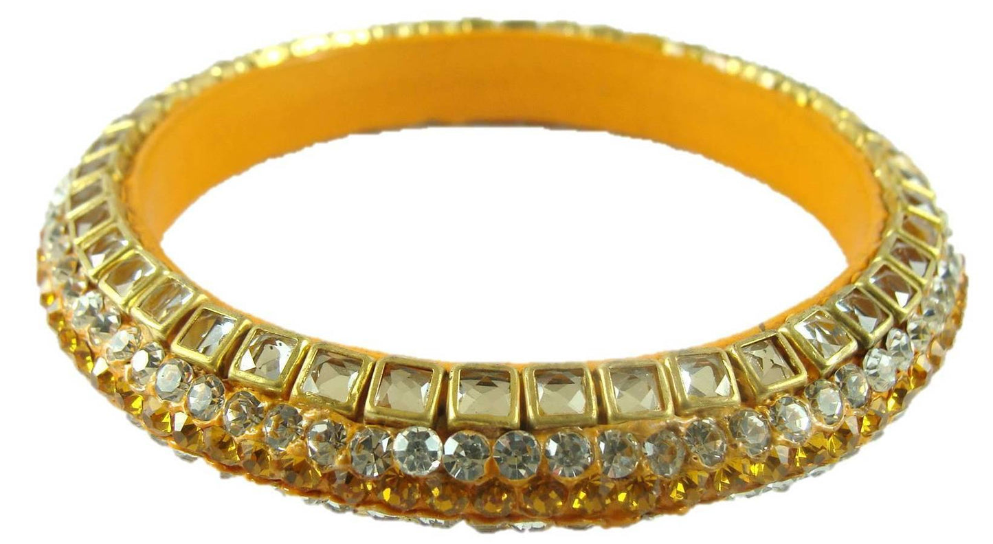 sukriti kundan yellow lac bangle - set of 2