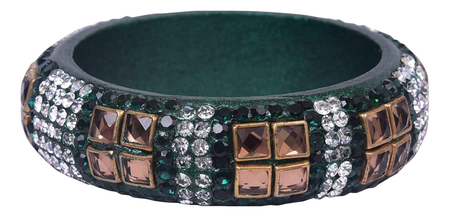 sukriti party wear bottle-green lac bangles - set of 2