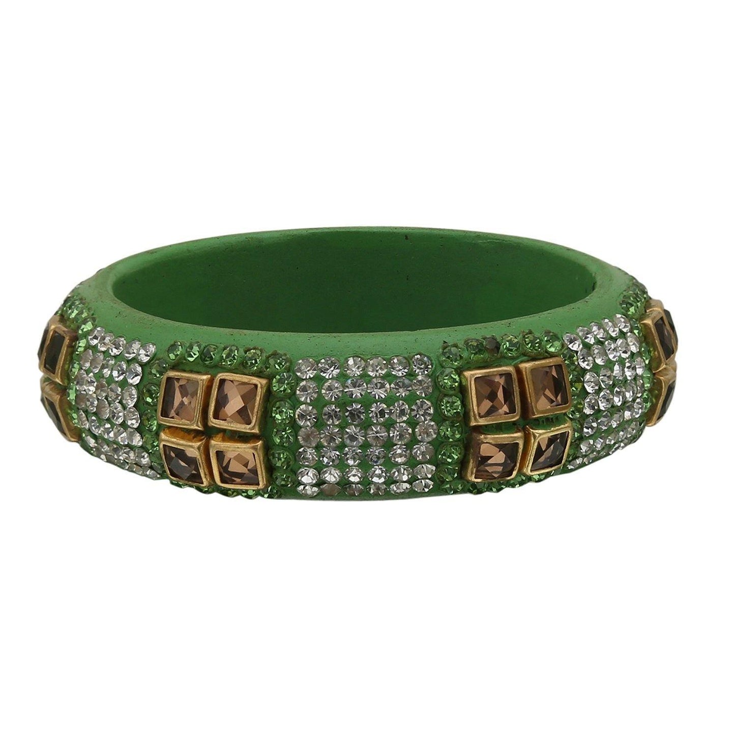 sukriti party wear green lac bangles - set of 2