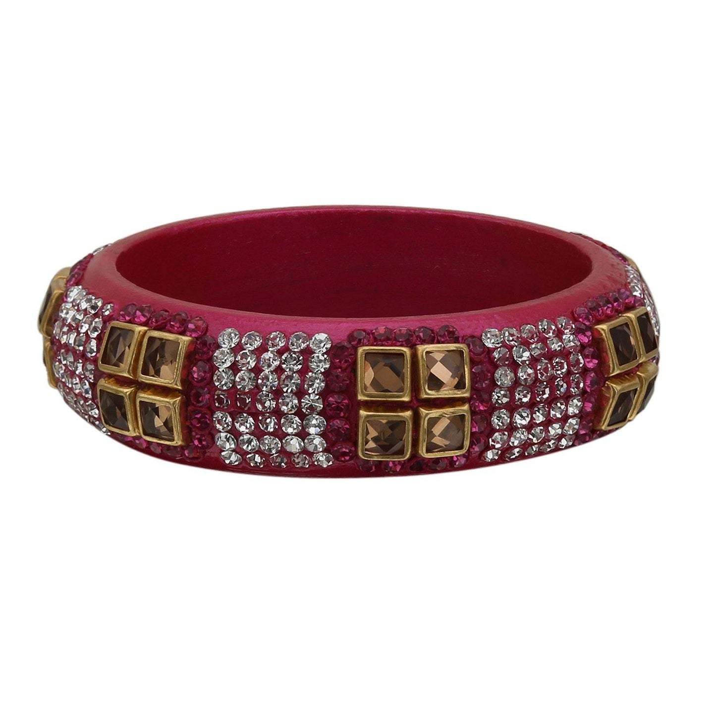 sukriti party wear magenta lac bangles - set of 2