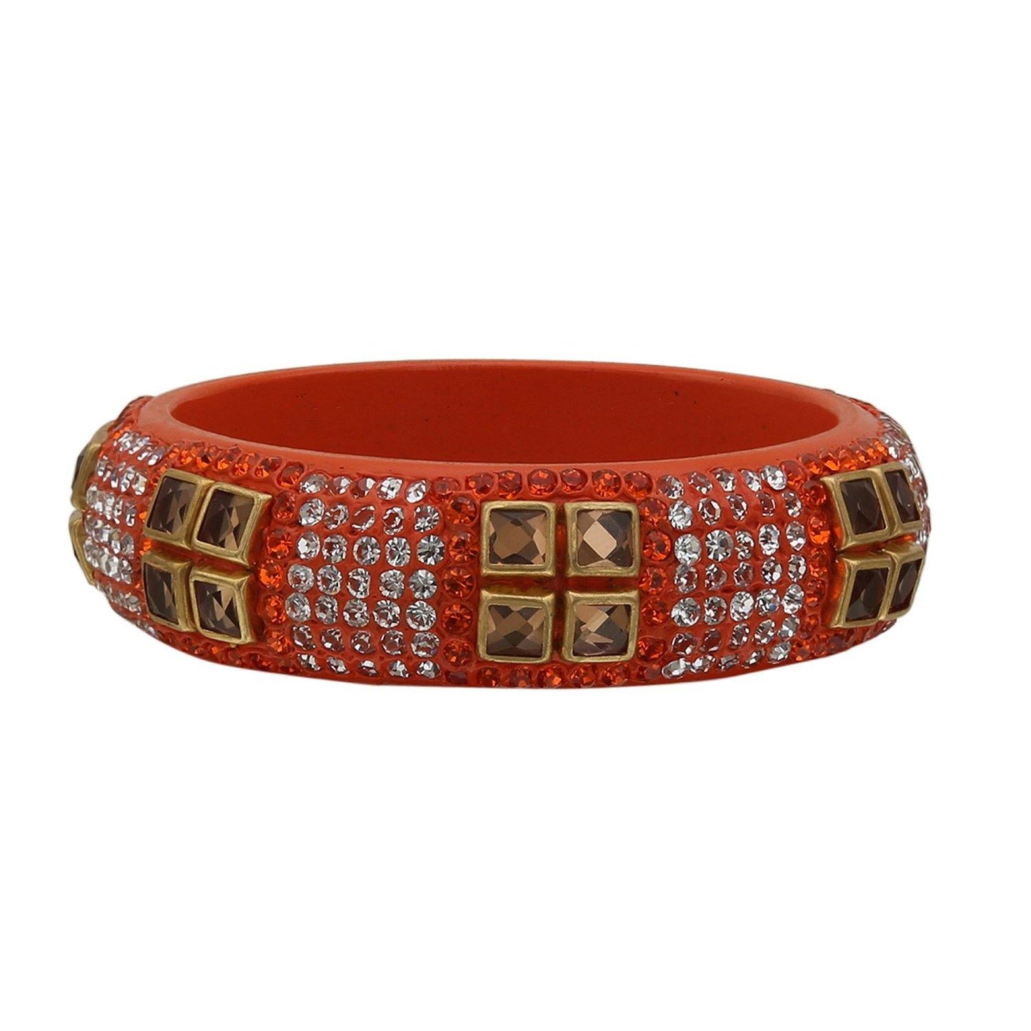 sukriti party wear orange lac bangles - set of 2
