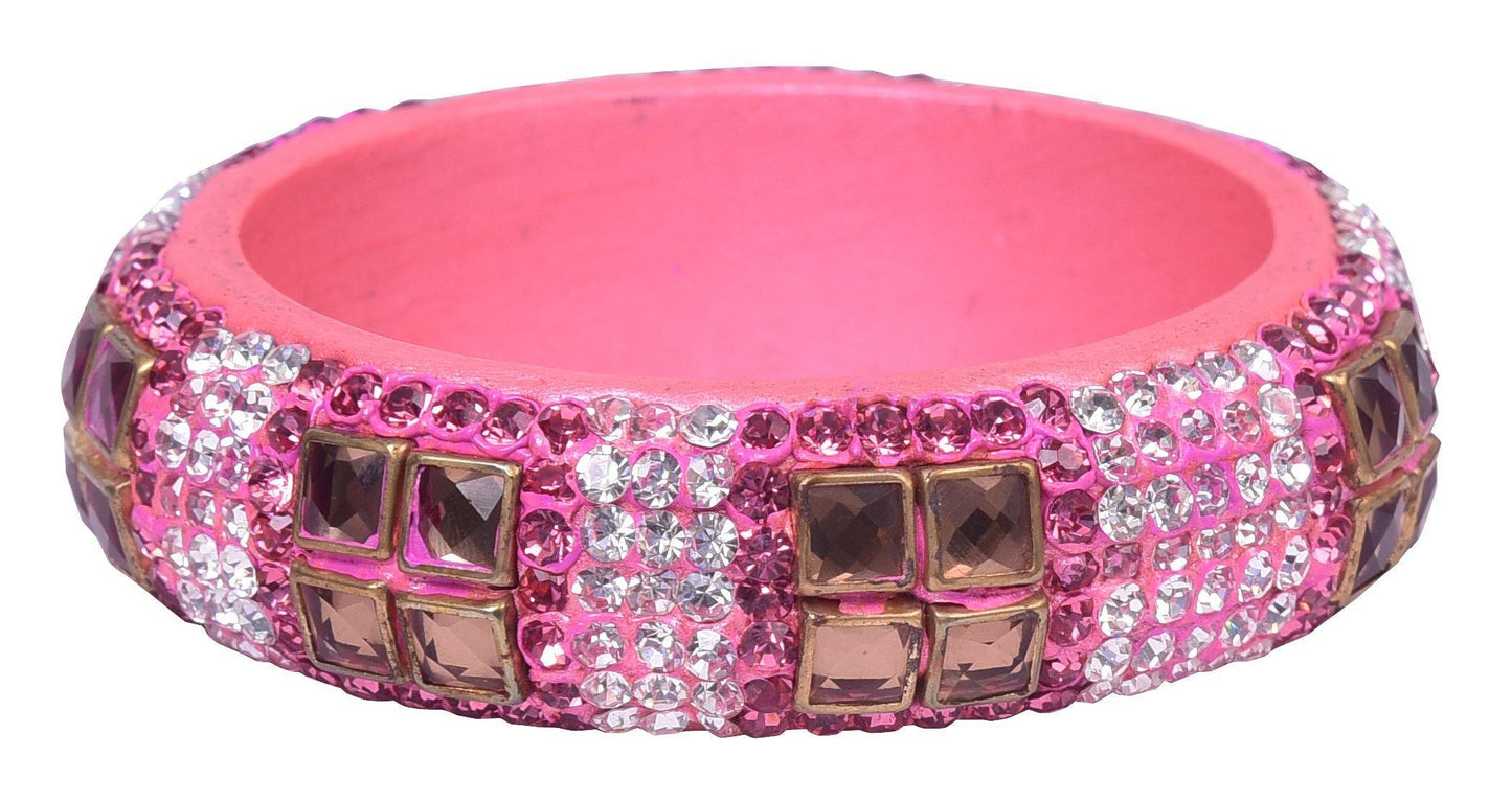 sukriti party wear pink lac bangles - set of 2