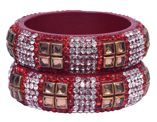 sukriti party wear red lac bangles - set of 2
