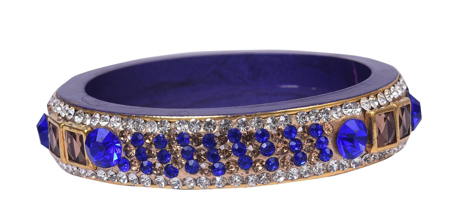 sukriti rajasthani blue color kundan lac bangle - set of 2