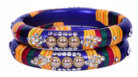 sukriti rajasthani blue lac bangles for women - set of 2