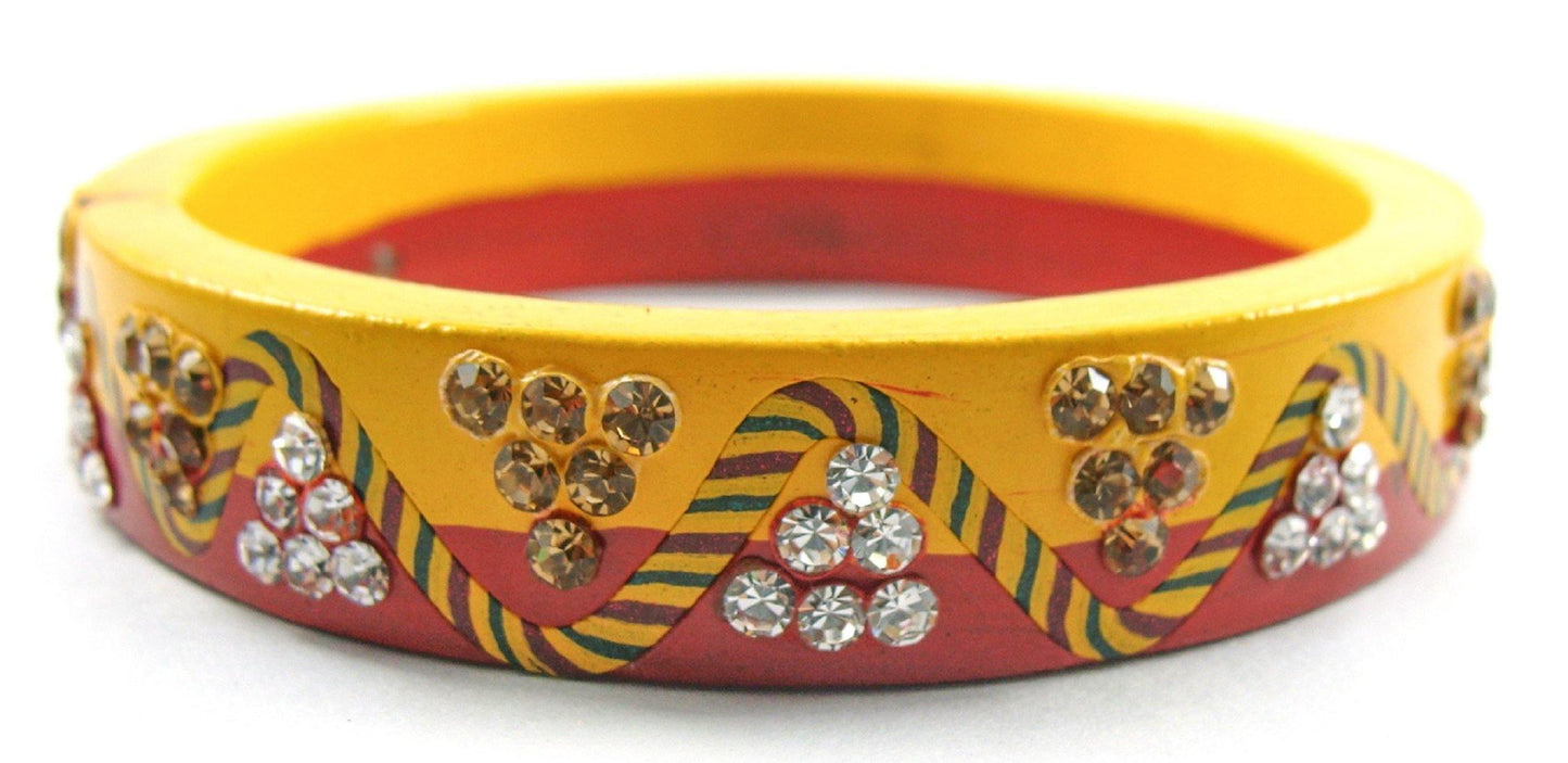 sukriti rajasthani casual yellow-red lac bangles for women - set of 2