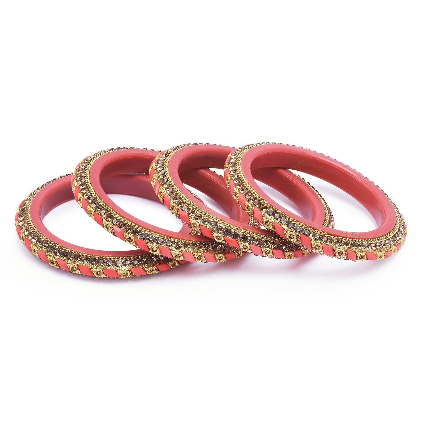 sukriti rajasthani contemporary baby-pink kada seep acrylic bangles for girls & women – set of 4