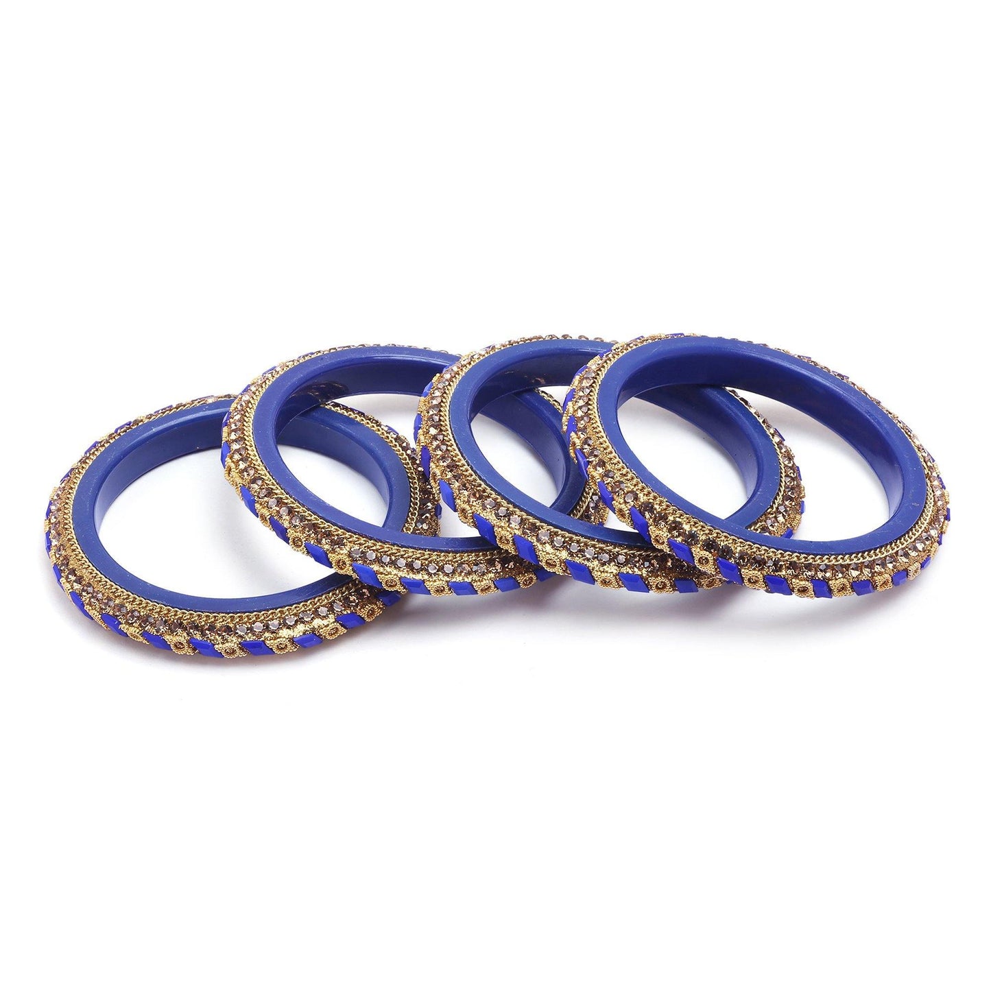 sukriti rajasthani contemporary blue kada seep acrylic bangles for girls & women – set of 4