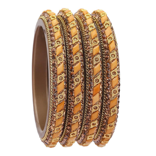 sukriti rajasthani contemporary golden kada seep acrylic bangles for girls & women – set of 4