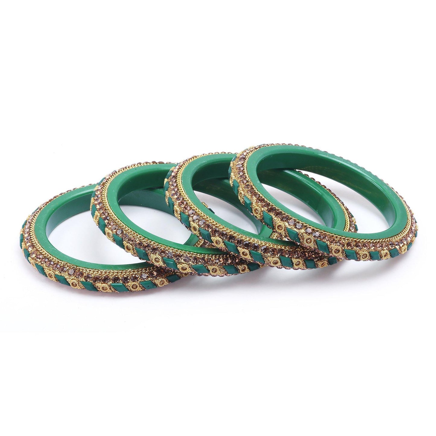 sukriti rajasthani contemporary green kada seep acrylic bangles for girls & women – set of 4